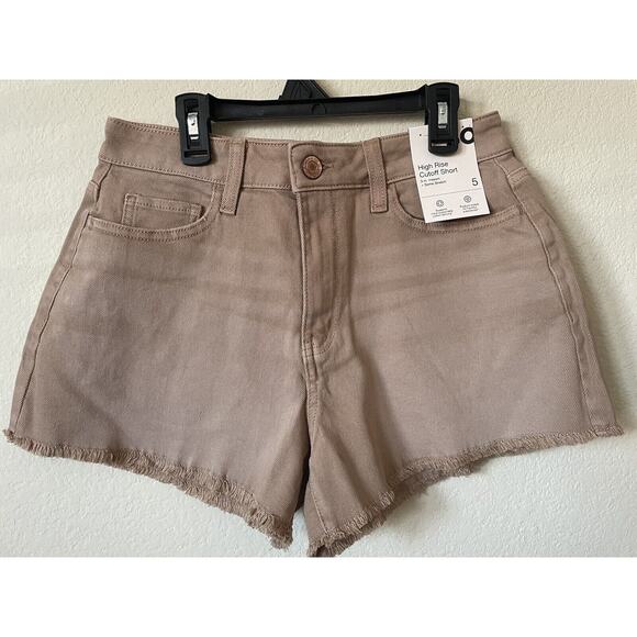 SO Tan High Rise High Waisted Cut Off Jean Shorts Size 5 Waist 27 Inseam 3 in - Picture 2 of 6